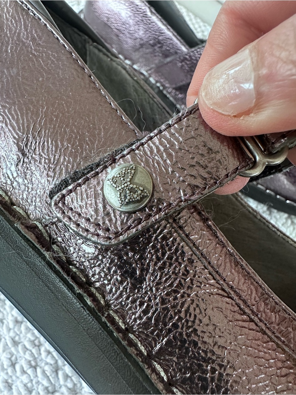Alegria Metallic Bronze Taupe Mary Jane Shoes - Picture 6 of 10